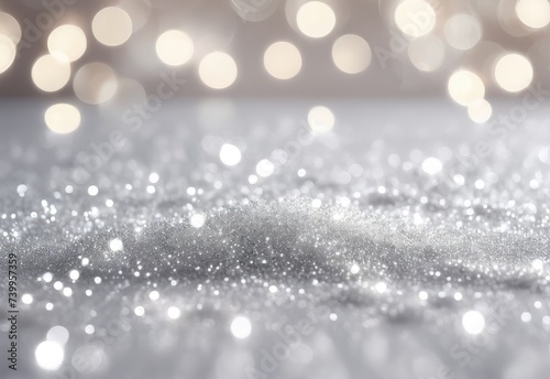 Sparkling Silver Glitter with Soft Bokeh Lights