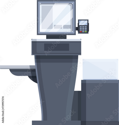 System self service icon cartoon vector. Cashier terminal. Shop display