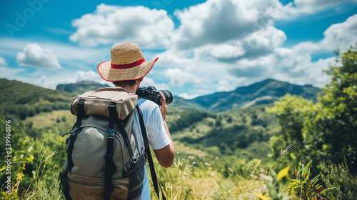 Photographer capturing the beauty of rolling hills.