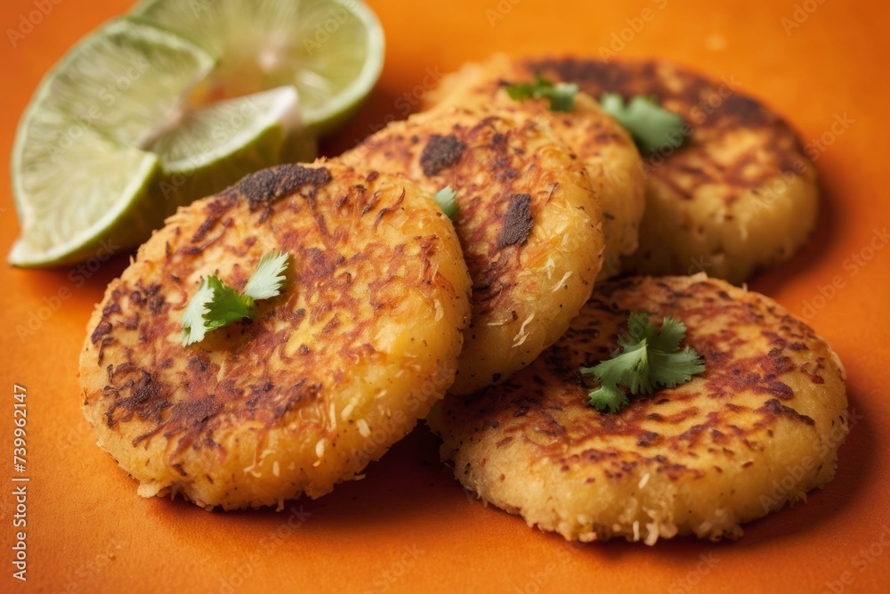 Aloo Tikki on Orange Background