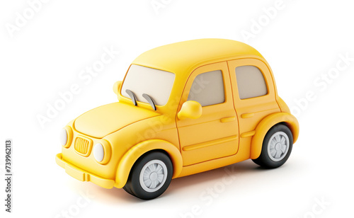 Yellow car, toy car, representing various types of automobiles including vintage and classic models. isolate on white background. with clipping path