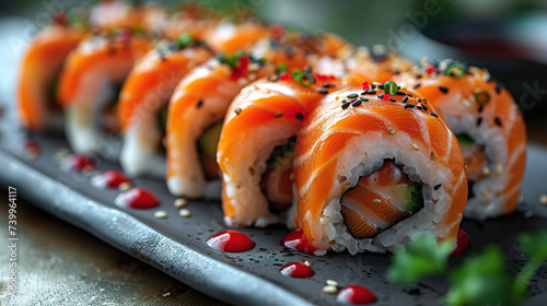 sushi roll, with empty copy space, food advertising, professional food photography
