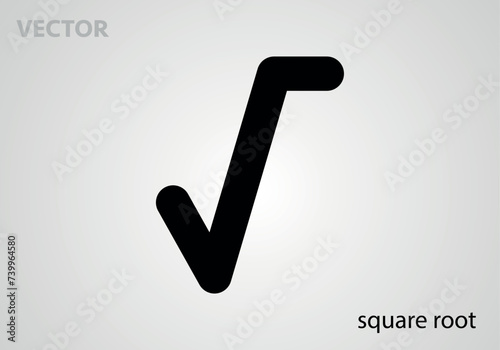 Mathematical symbol icon square root, vector illustration