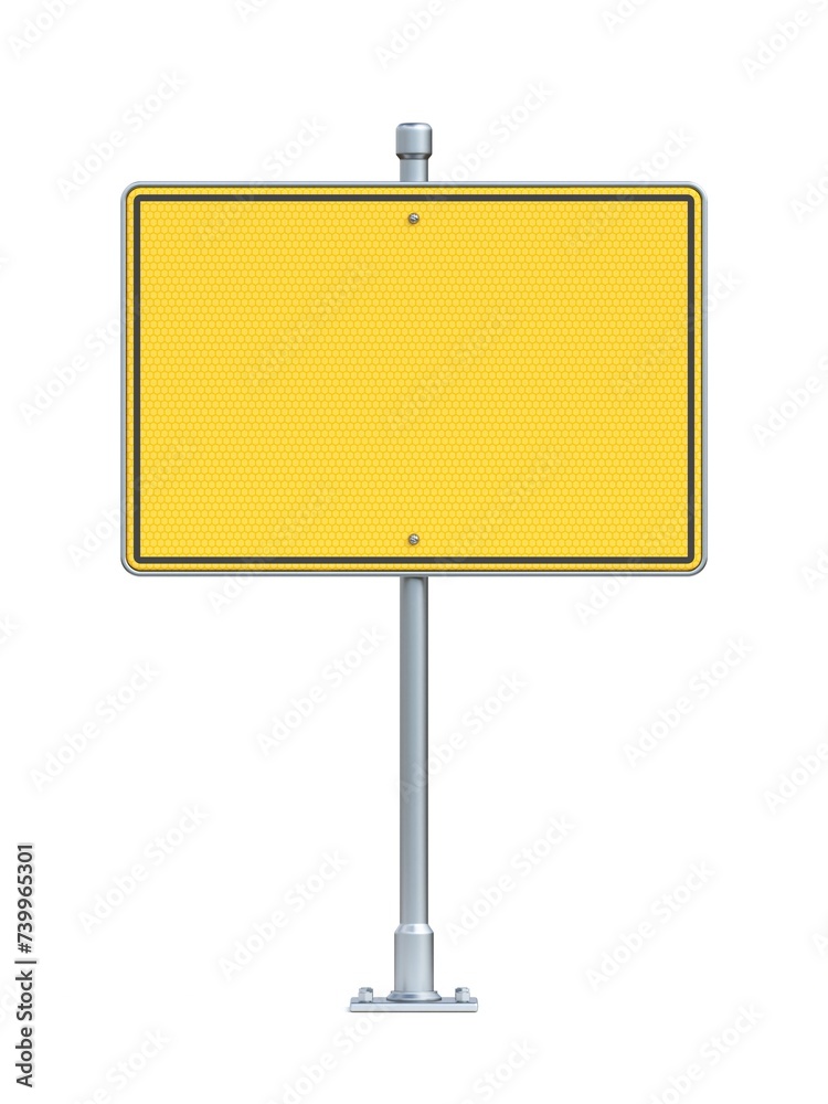 Blank yellow traffic sign board 3D Blank yellow traffic sign board 3D