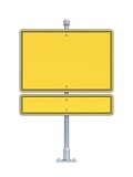 Blank yellow traffic sign board two part 3D