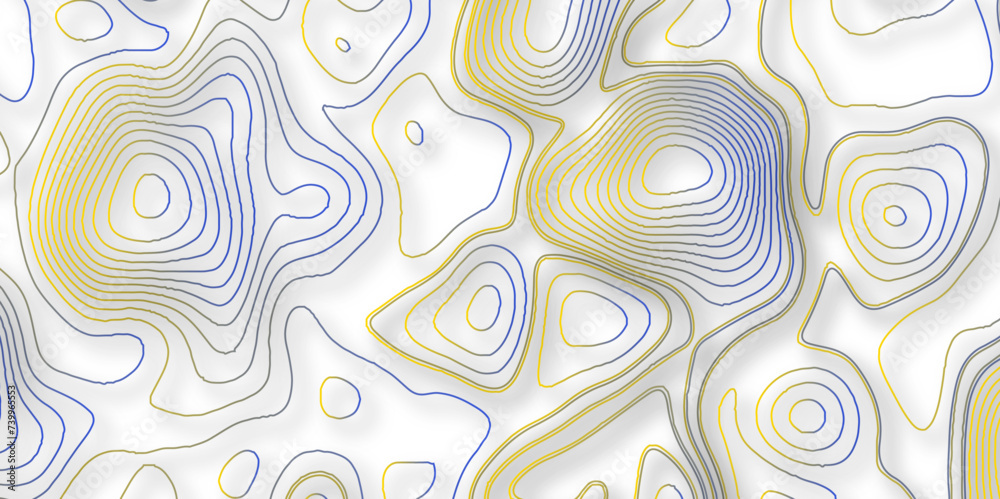 Fototapeta premium Abstract white background with gradient color Topographic line map and shadows . Contour elevation topographic and textured Background Modern design White background with topographic wavy pattern.