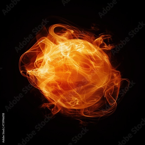 magical orange fire light effect  plasma portal circle light isolated on black background