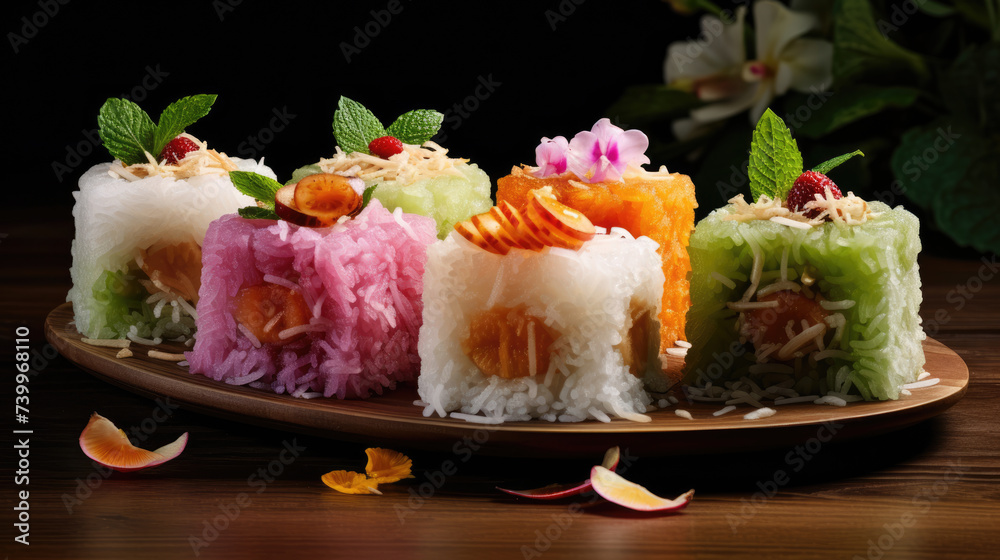 Rice muffin cake dessert on dark background Rice muffin cake dessert on dark background