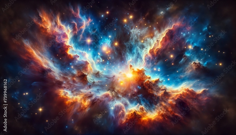 Fototapeta premium Vibrant Cosmic Nebula in Deep Space