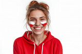 Photo of girl fan with Polish flags painted on her cheeks