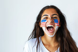 Photo of girl fan with usa flags painted on her cheeks