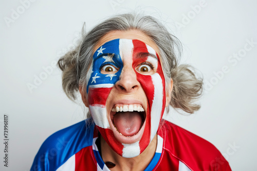 Photo of senior fan painted in usa flag