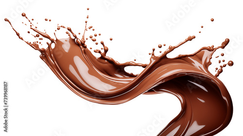 splash of chocolate closeup on transparent background