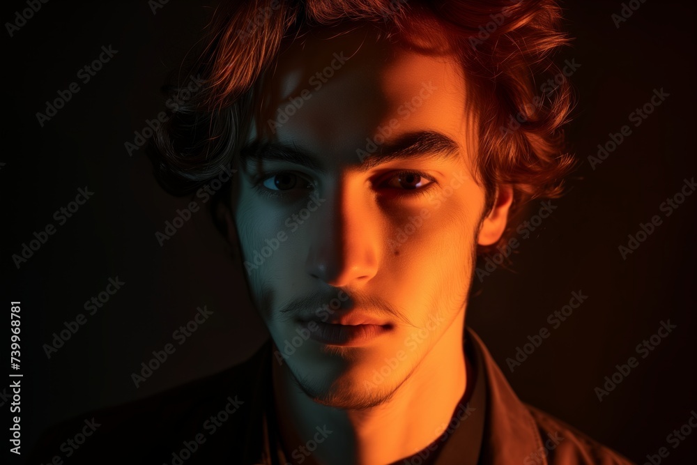 portrait of actor with dramatic split lighting portrait of actor with dramatic split lighting