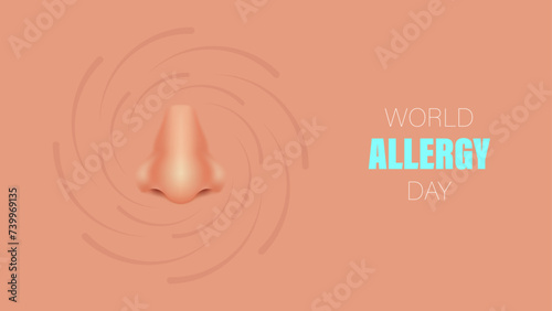 World allergy day.Realistic human nose, vector illustration