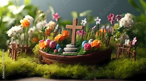 Miniature Easter Garden to celebrate the Christian Easter Day