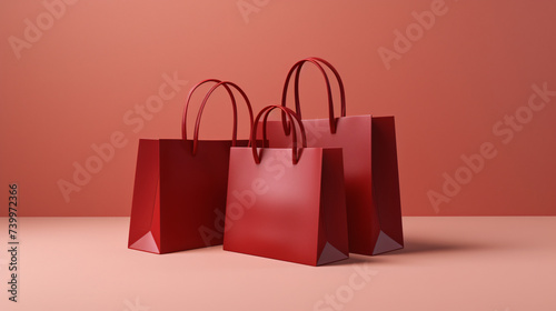 Shopping bags with red color.