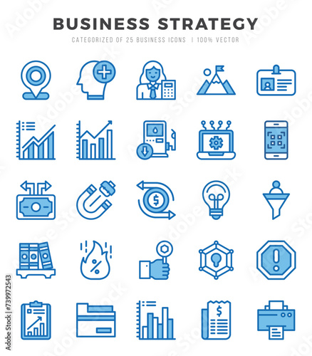 Set of Business Strategy Icons Two Color icons collection.