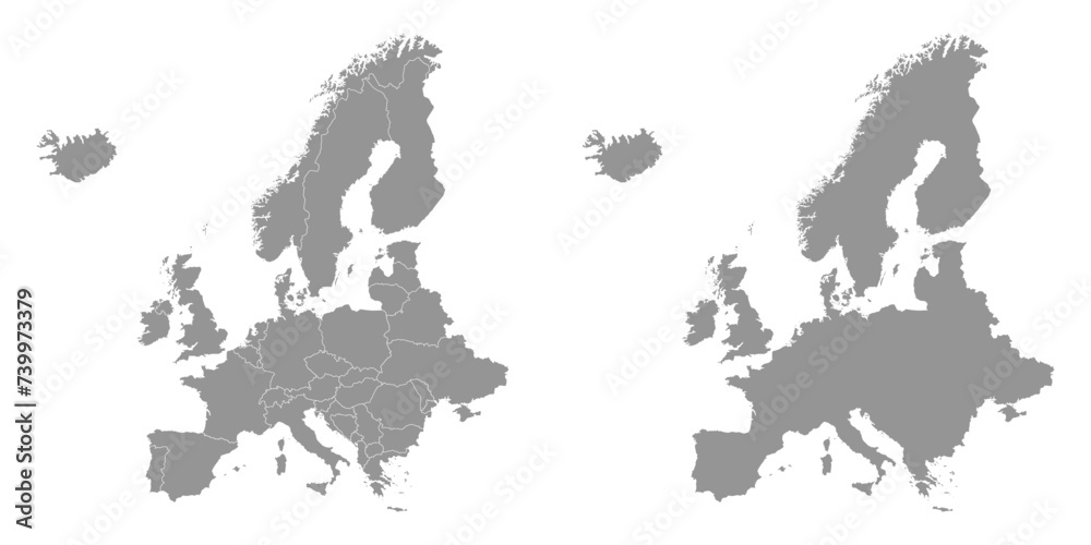 Fototapeta premium Gray Europe map. Vector illustration.