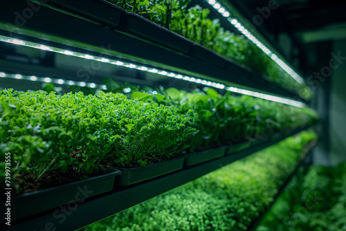 Indoor Hydroponic Farming under LED Lighting © slonme