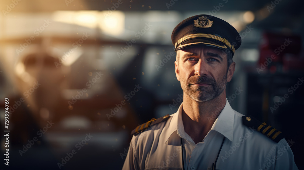 Portrait of Flight engineer on a blurred background Portrait of Flight engineer on a blurred background
