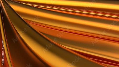 Contemporary Artistic Delicate Curves Like Gorgeous Curtains of Gold Elegant Modern 3D Rendering Abstract Background