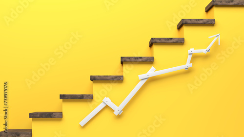 abstract business symbol with stairs - 3D Illustration