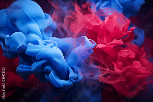 Dance of Colors: Vibrant Red and Blue Smoke