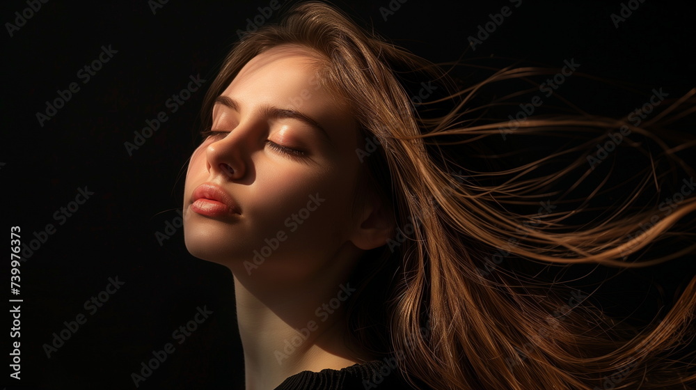 Beautiful Black hair woman beautiful portrait. Beauty female model girl over dark background Beautiful Black hair woman beautiful portrait. Beauty female model girl over dark background