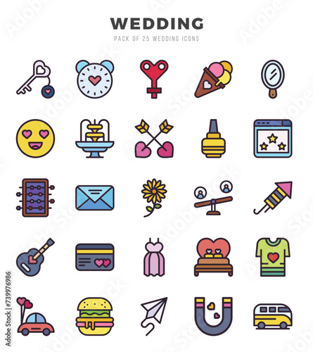 icons set. Wedding for web. app. vector illustration.