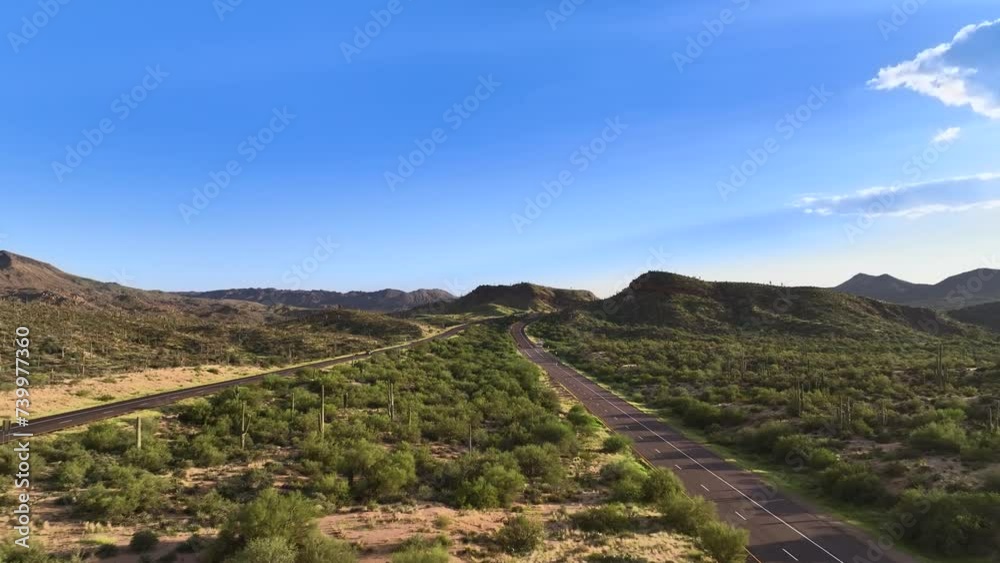 Drone Shot of Beautiful Desert Highway 87 Outside of Phoenix, AZ Clip 2 of 2 near Tonto National Forest Drone Shot of Beautiful Desert Highway 87 Outside of Phoenix, AZ Clip 2 of 2 near Tonto National Forest