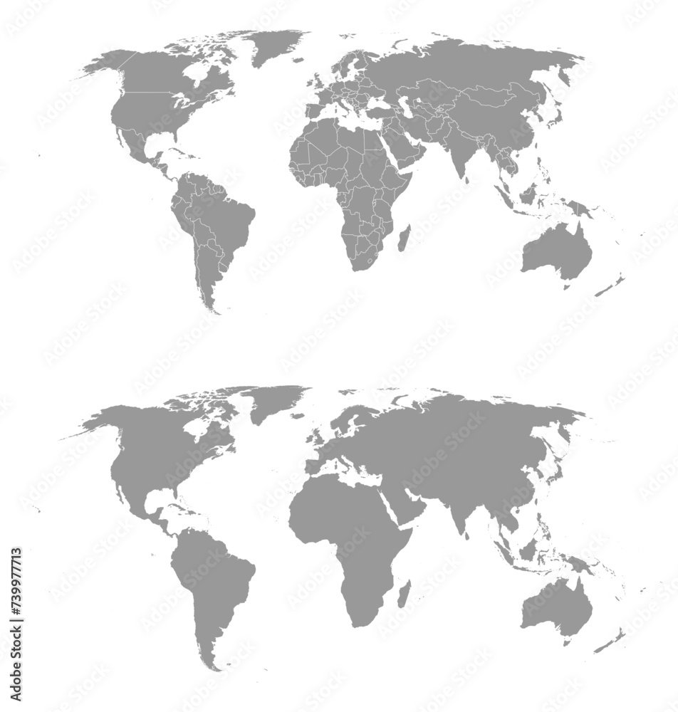 Fototapeta premium Detailed gray world map. Vector illustration.