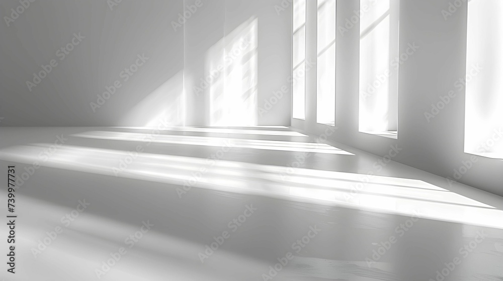 Obraz premium A photographic studio backdrop, sleek white gradient, smoothly transitioning from light to dark across the canvas. Created Using: High-resolution photography, soft lighting, gradient effect, seamless 