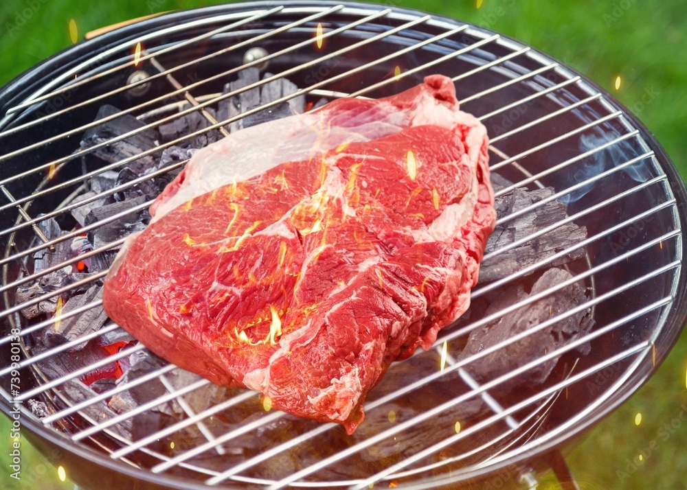 Beef Filet hot tasty meat in Grill With Fire