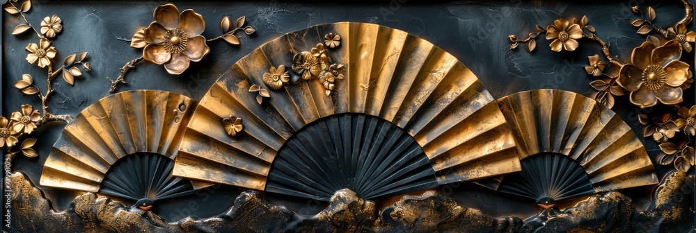Art deco fan pattern in gold and black, Background Image, Background For Banner Art deco fan pattern in gold and black, Background Image, Background For Banner