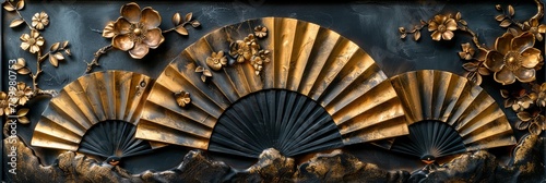 Art deco fan pattern in gold and black  Background Image  Background For Banner