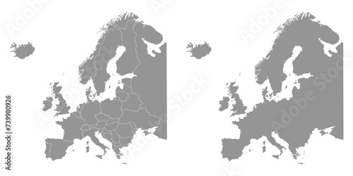 Gray Europe map. Vector illustration.