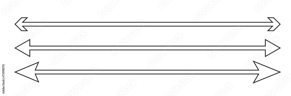 Obraz premium Straight long double vector arrow set