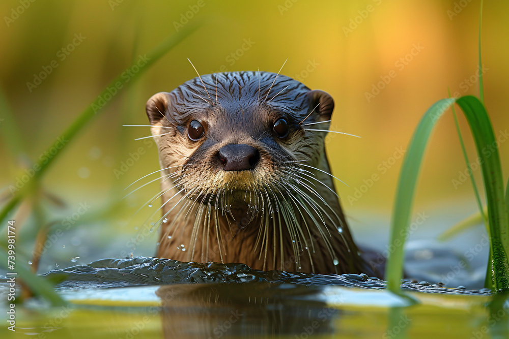 a close up of a blaan otter swimming in waterck leather a close up of a blaan otter swimming in waterck leather