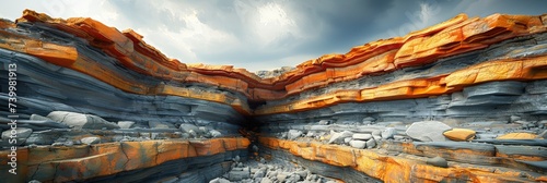 Bright, multicolored, layered rock strata texture, Background Image, Background For Banner photo