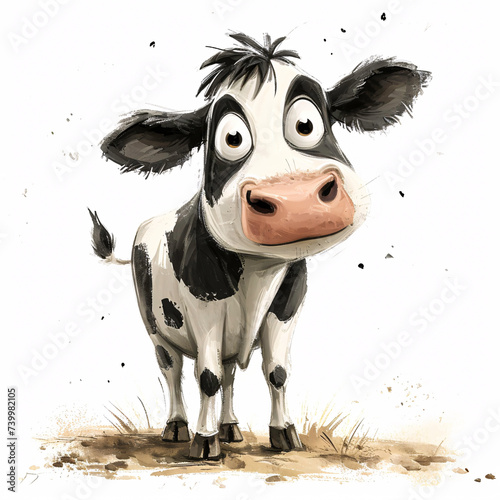 a person with a laa cow standing in a fieldrge round object on their head photo