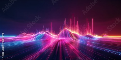 Futuristic technology themed abstract background with glowing lines dynamic illustration of modern digital concepts featuring bright neon lights and fast moving geometric shapes perfect for speed