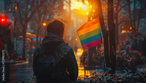 Yung guy approaches gay parade