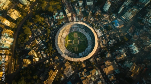Top view of a cricket stadium photo