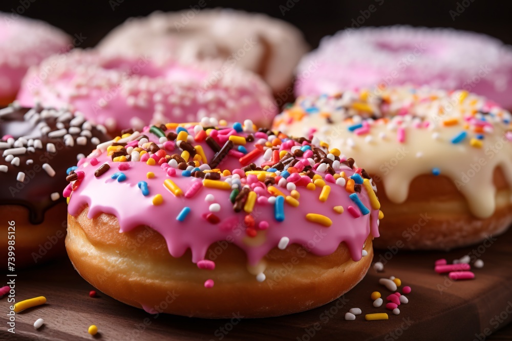 a group of donuts with sprinkles a group of donuts with sprinkles