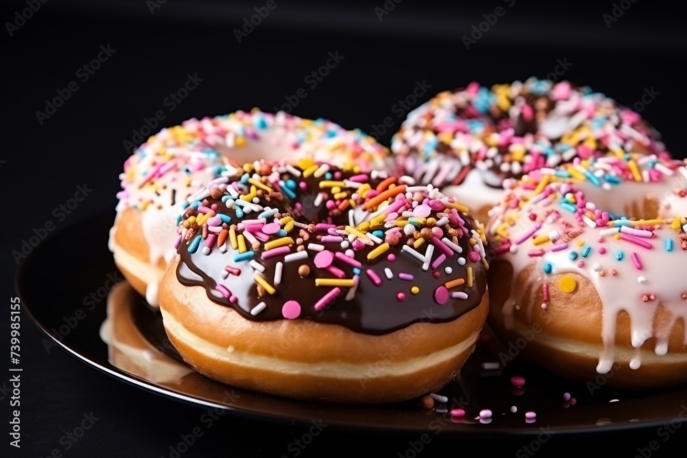 a plate of donuts with sprinkles a plate of donuts with sprinkles