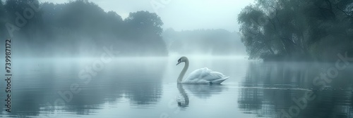 Elegant swan pattern on a serene lake background, Background Image, Background For Banner