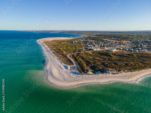 Skybound Serenity: Aerial Views of Cervantes Thirsty Point Beach, Western Australia