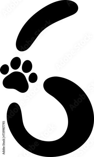 6 six number cute paw footprint letter