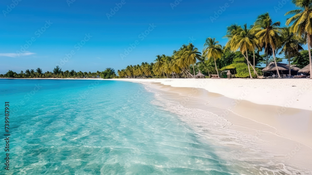 Naklejka premium Walking along the sandy shores of a secluded beach